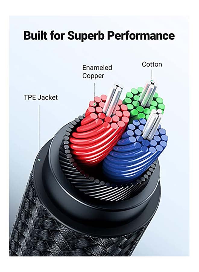 يو جرين كابل Aux محول صوت سماعة رأس 3.5 مم ذكر إلى ذكر مرن ومضفر بطول 1 متر مناسب للهواتف والتابلت ومكبرات الصوت وستيريو السيارة وسماعات الرأس وأجهزة ماك بوك برو 2021 - Image 5